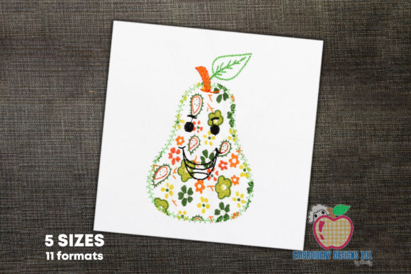 Cartoon of Pear with the Leaf Applique