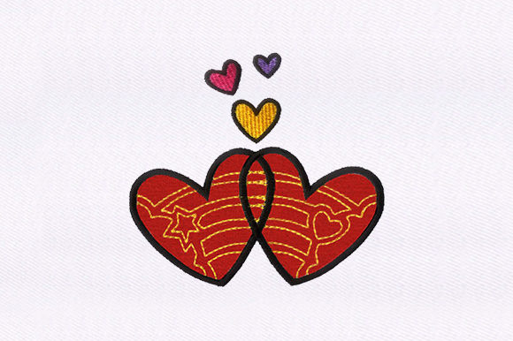 Couple Hearts Embroidery Design