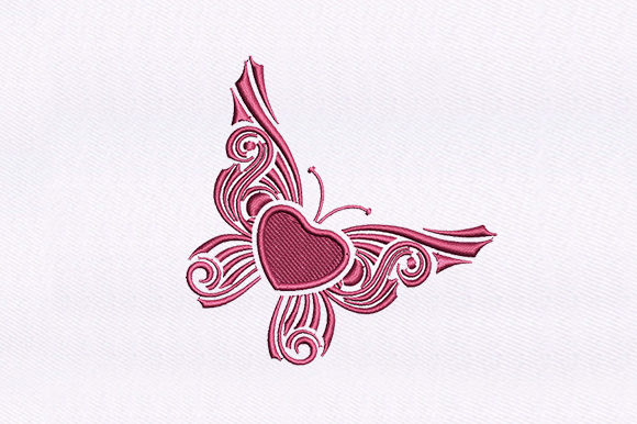 Heart Butterfly Embroidery Design