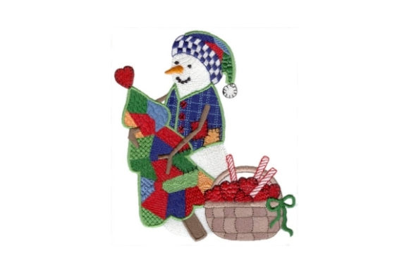 Patchwork Snowman Embroidery Design