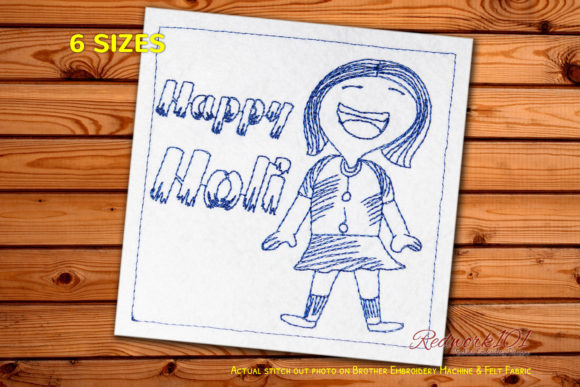 Review: Happy Holi with Cute Girl Redwork Design