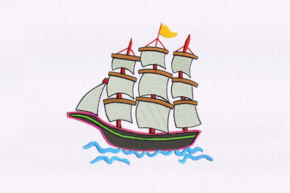 Ship Applique for Holiday Embroidery