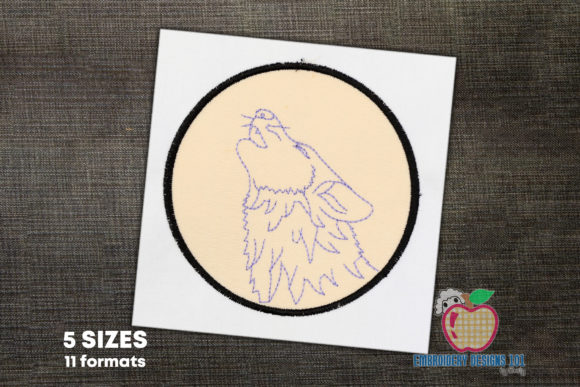 Wolf Face Inside the Night Moon Applique